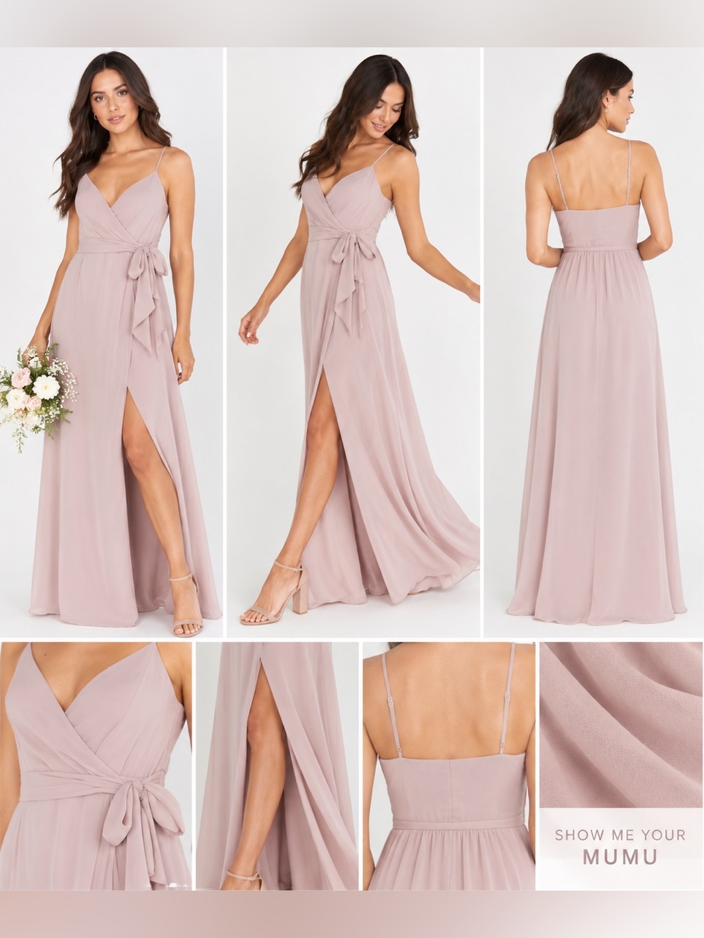 Show Me Your Mumu Mauve Wrap Maxi Dress Small NWT Bridesmaid Wedding
